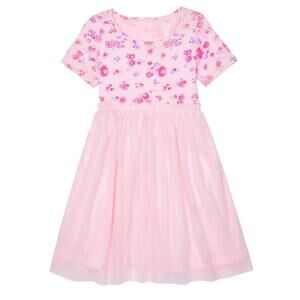 Fabkids Girl's Floral Tutu Dress in Pink Disty Flowers, Size M